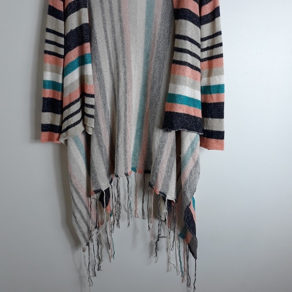 Full Tilt| Striped Open Front Hooded cardigan - Picture 4 of 6